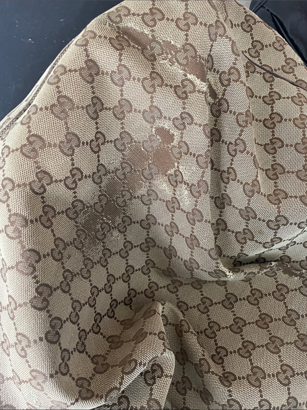 Gucci Brown/Tan GG Canvas Tote with Leather Trim - Picture 3 of 7